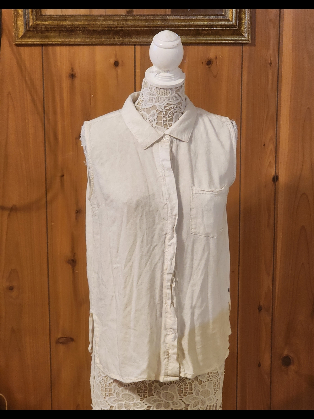Kavu Sleeveless Button-Down Shirt in White